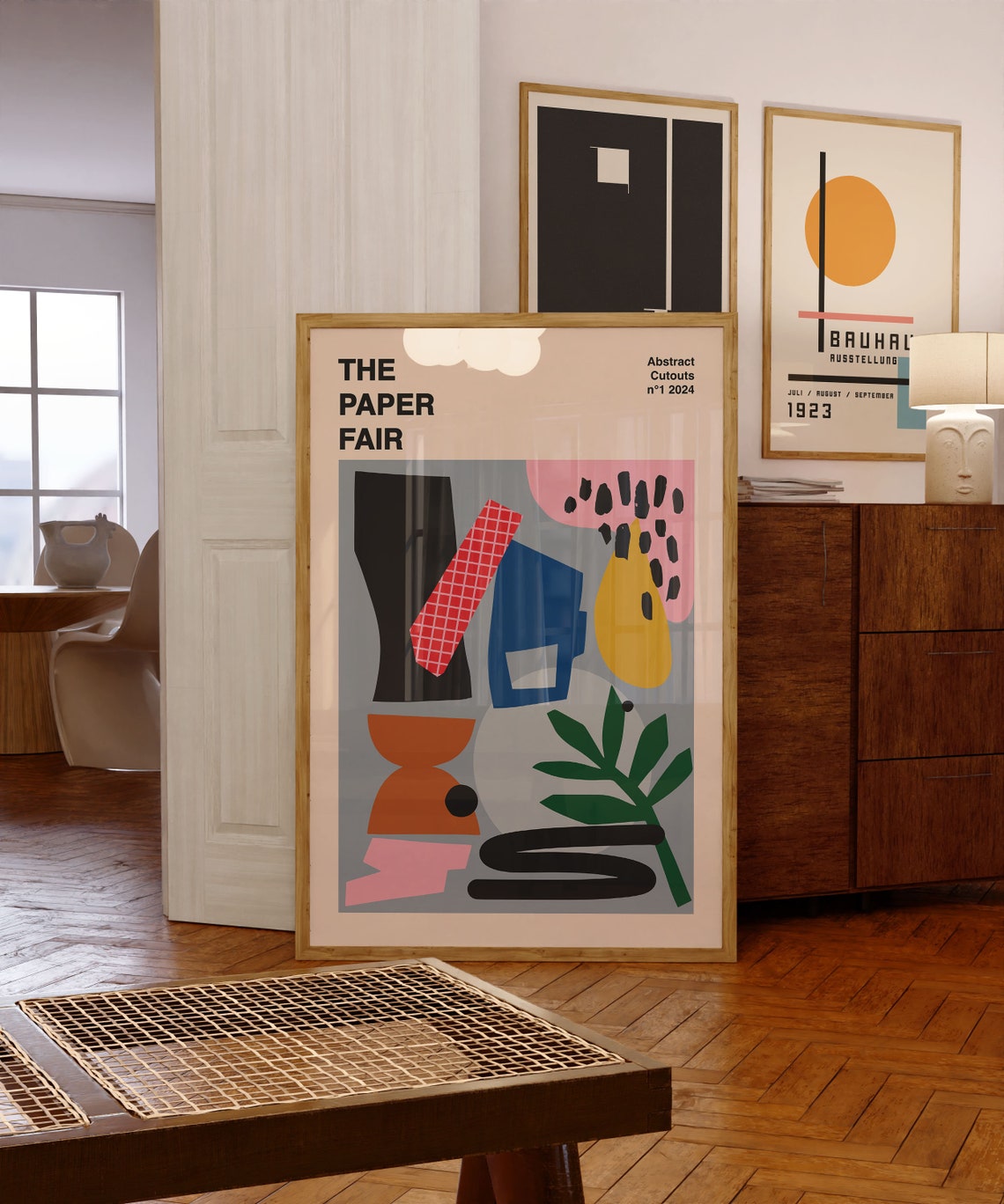 The Paper Fair Abstract Cutouts No 1 Grey Collage Art Poster - Image 2