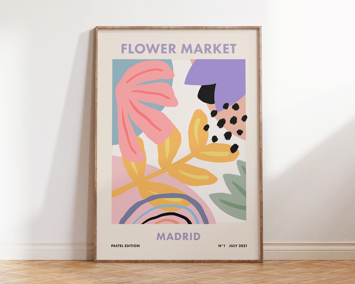 Flower Market Madrid Pastel Edition Botanical Abstract Floral Print
