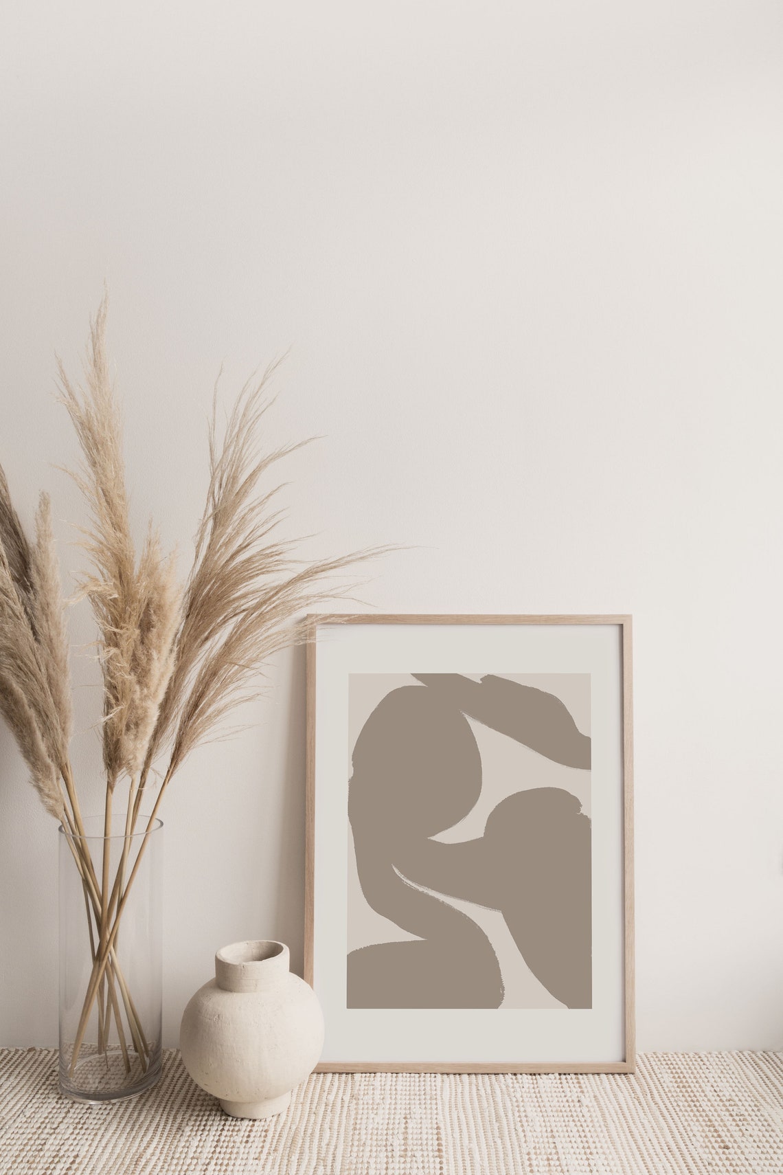 Warm Beige Neutral Abstract Organic Shapes Minimalist Wall Print - Image 3