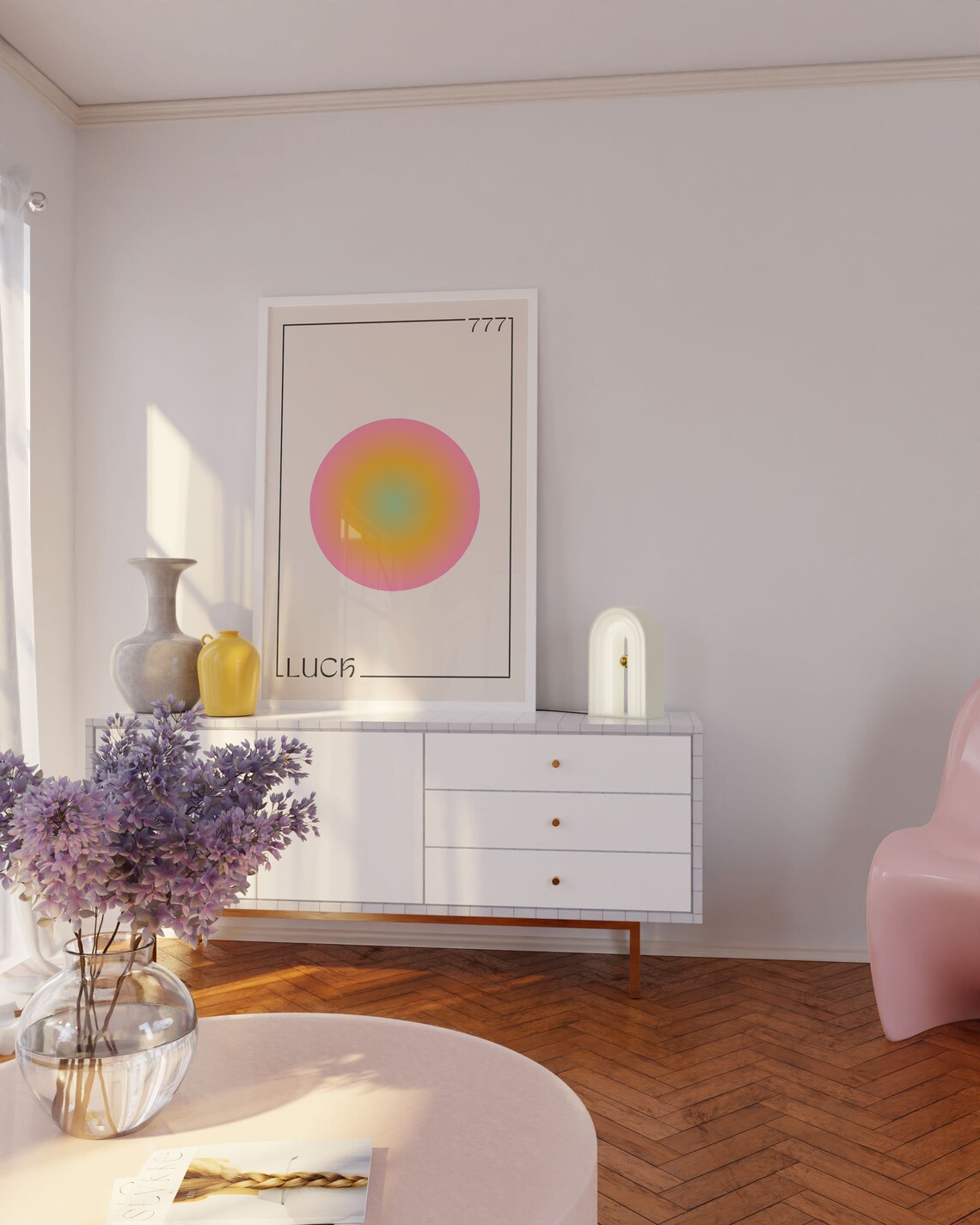 Angel Number 777 Luck Affirmation Aura Circle Pastel Wall Decor Poster - Image 3
