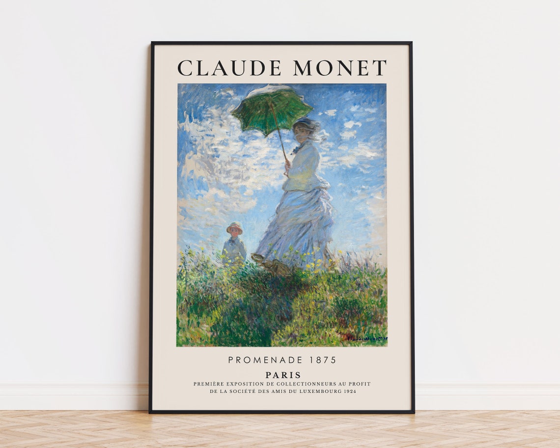 Claude Monet Promenade 1875 Woman Parasol Impressionist Print
