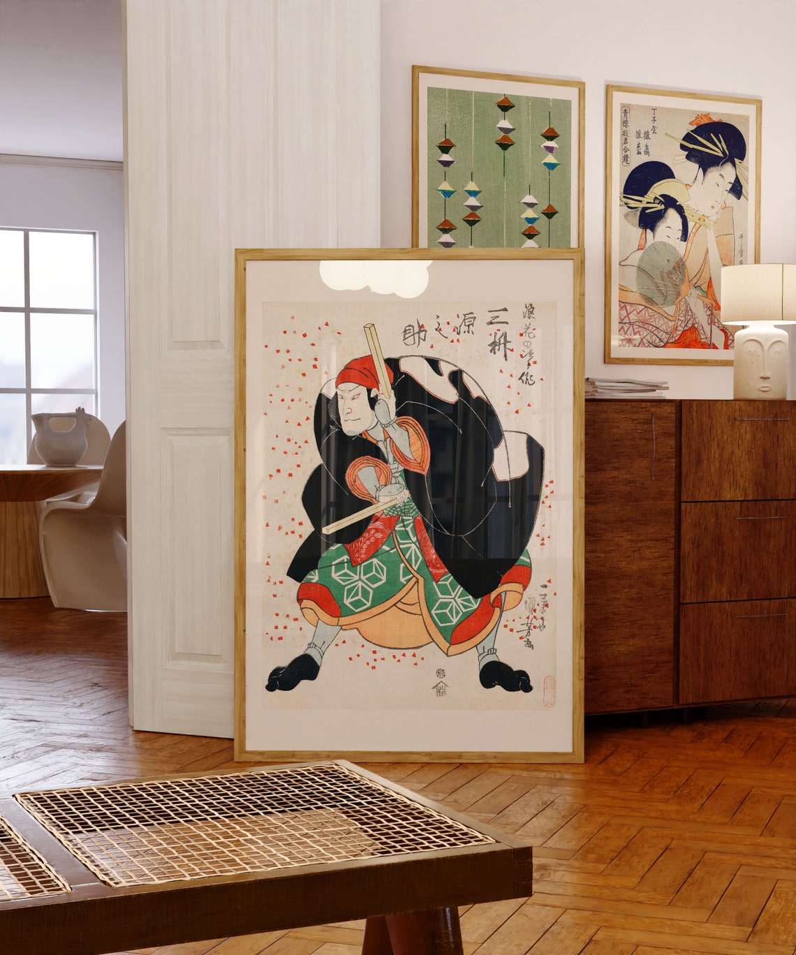 Vintage Japanese Samurai Warrior Ukiyo-e Woodblock Kabuki Style Poster - Image 3