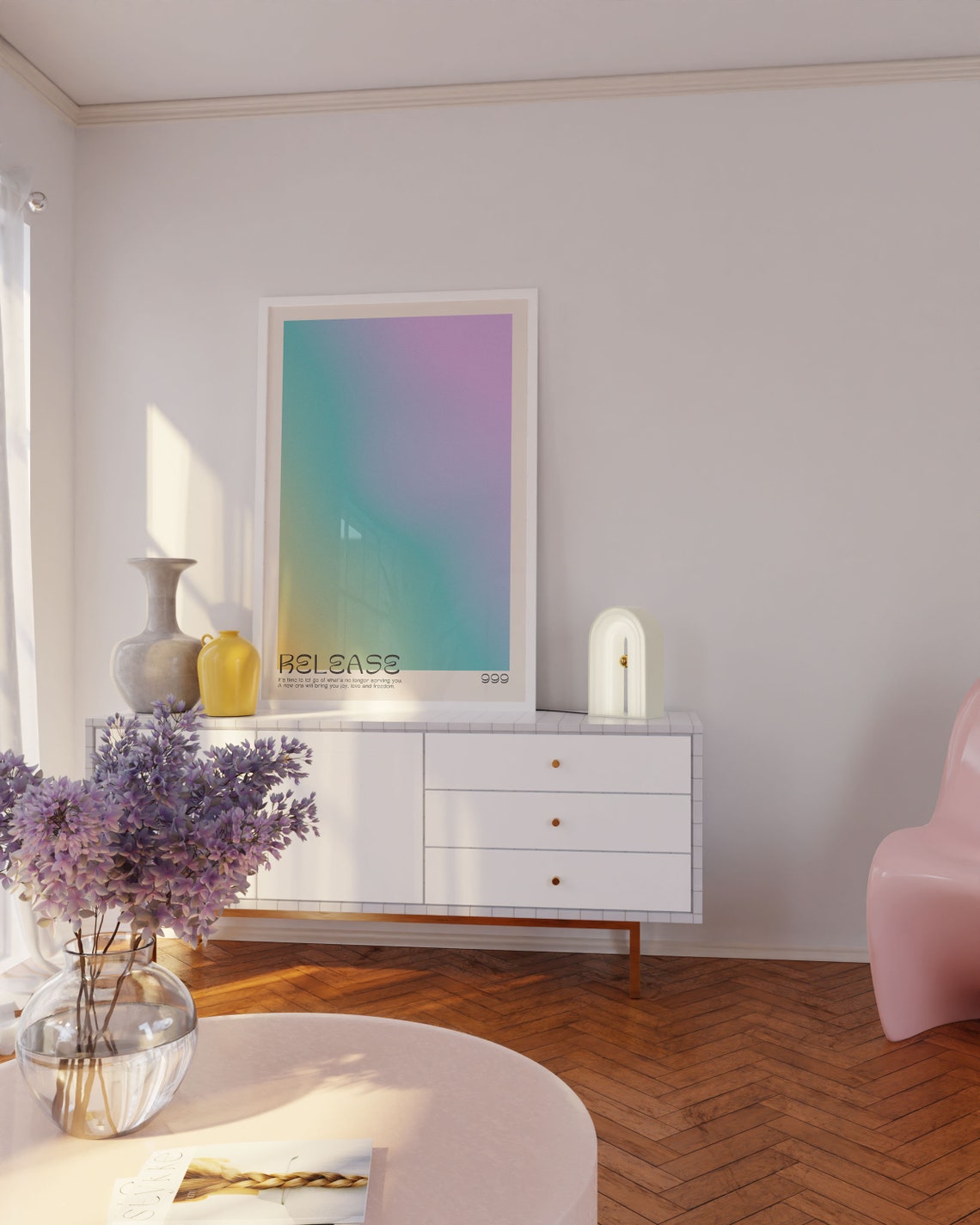 Angel Number 999 Release Let Go Fresh Start Pastel Wall Decor Poster - Image 3