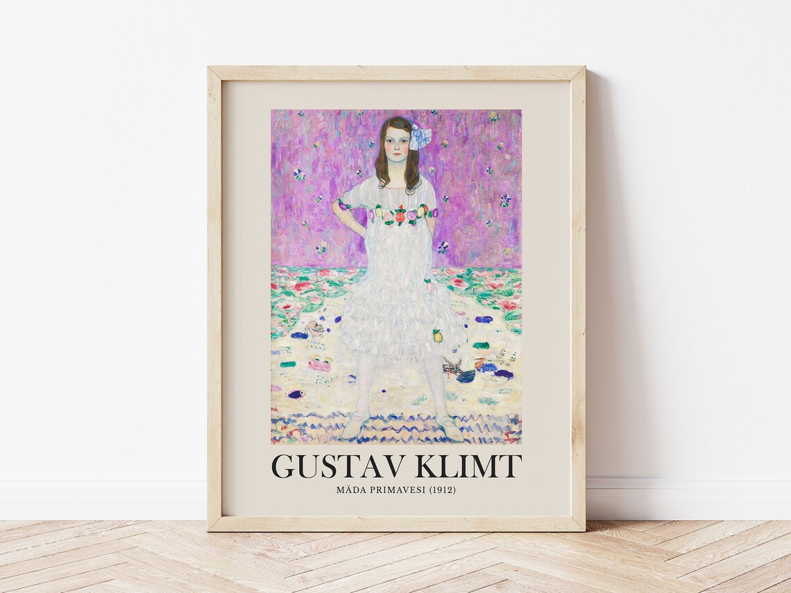 Gustav Klimt Mada Primavesi 1912 Portrait Pastel Floral Print - Image 2