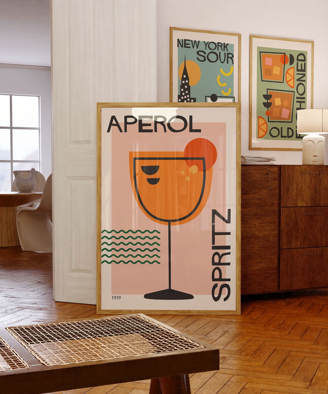 Aperol Spritz Retro Mid Century Italian Cocktail Bar Art Poster - Image 2