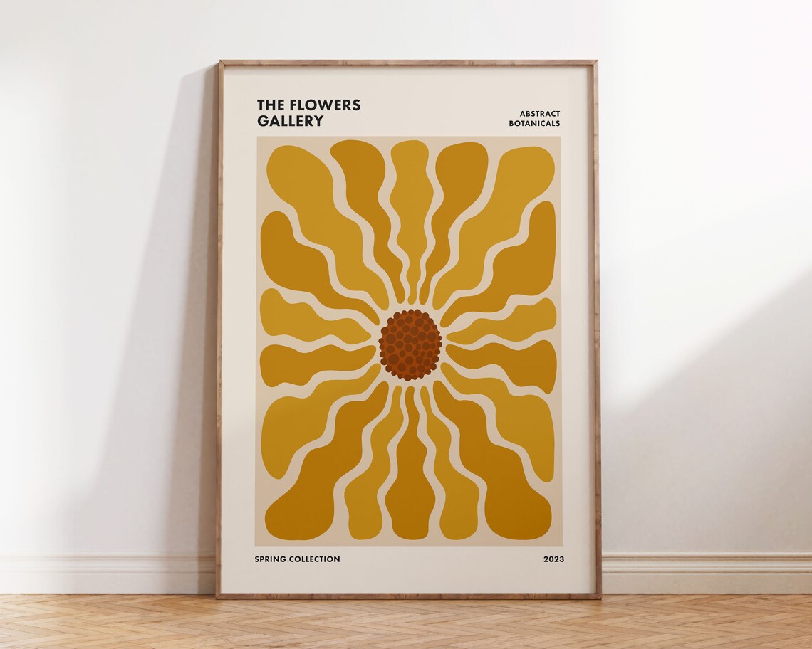 Funky Retro Floral Flower Market Poster, Botanical Art