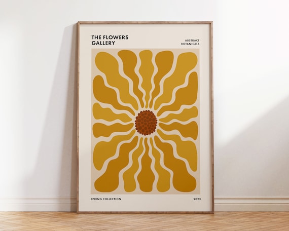 Funky Retro Floral Flower Market Poster, Botanical Art