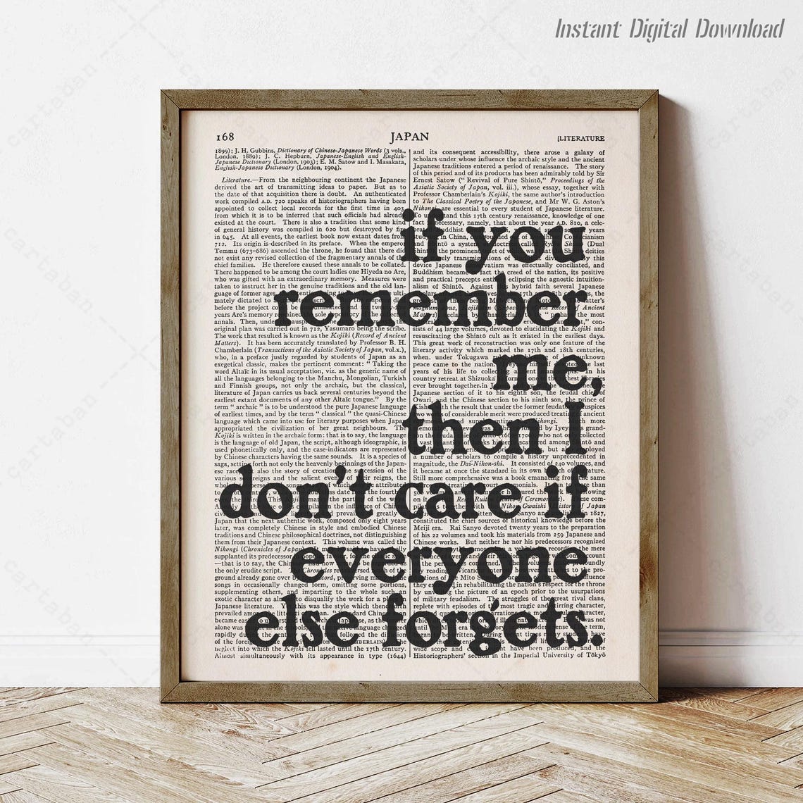 Haruki Murakami Kafka On The Shore If You Remember Me Quote Page Print