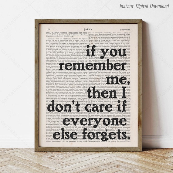 Haruki Murakami Kafka On The Shore If You Remember Me Quote Page Print