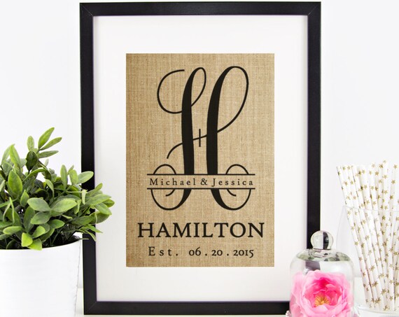 Burlap Monogram Just Married Gift Mr And Mrs Established Sign Personalized Gift For Mom Newlyweds Grandparents Parents Inlaws