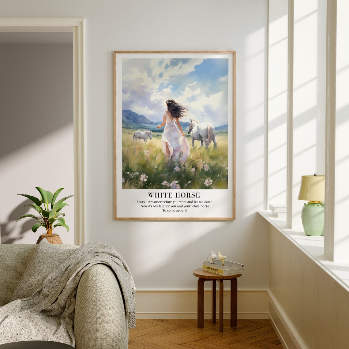 White Horse Poster Fearless Album Coastal Cowgirl Watercolor Illustration Print Handmade Room Wall Art Dcor - Image 3