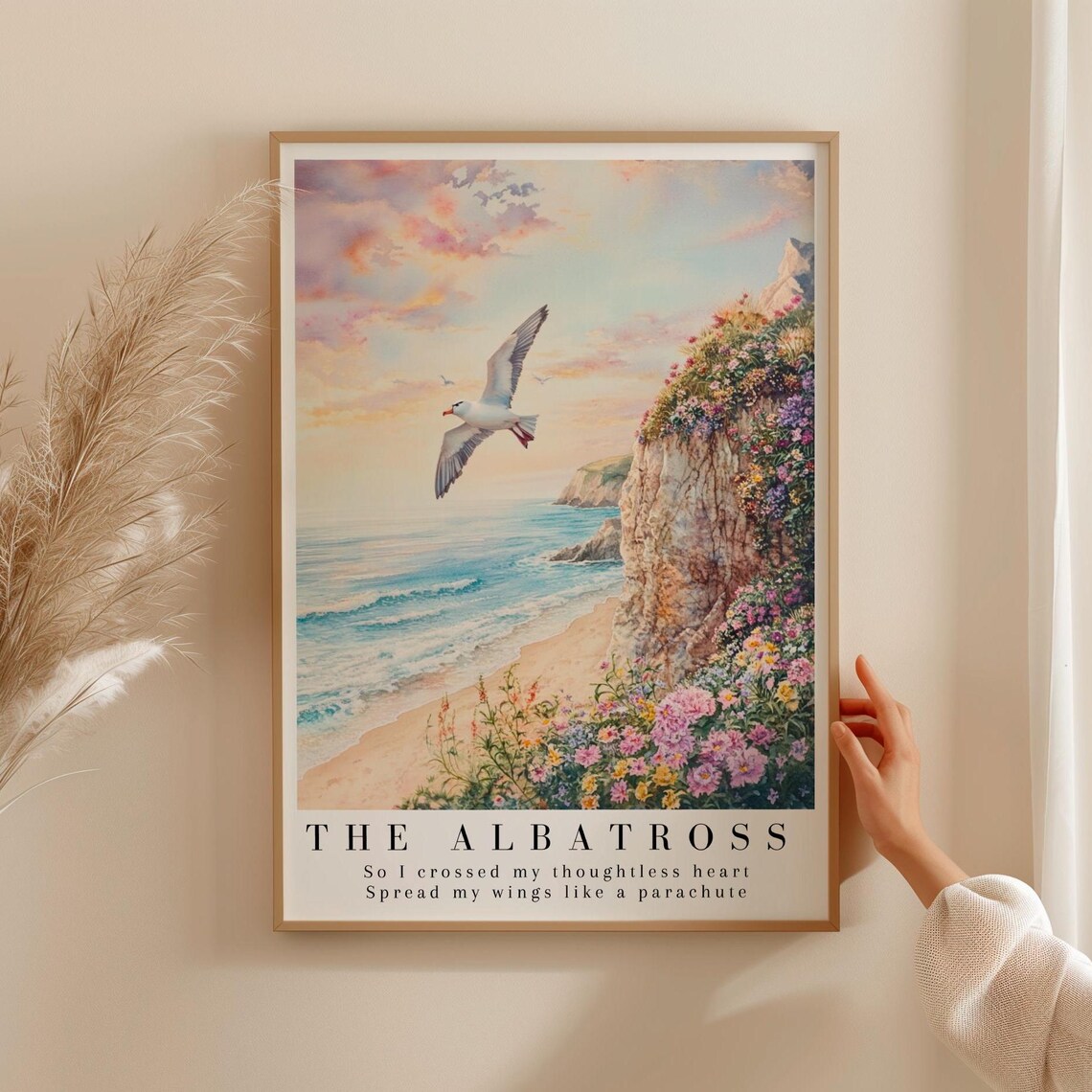 Albatross Watercolor Print, Coastal Beach Art