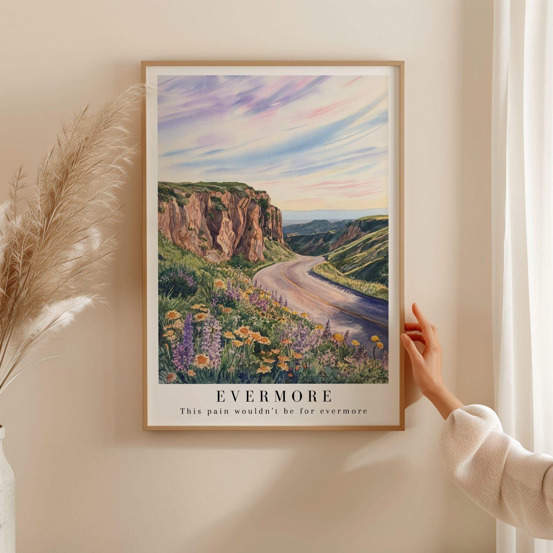 Taylor Swift Evermore Cliff Road Wildflowers Watercolor Lyric Poster - Image 3