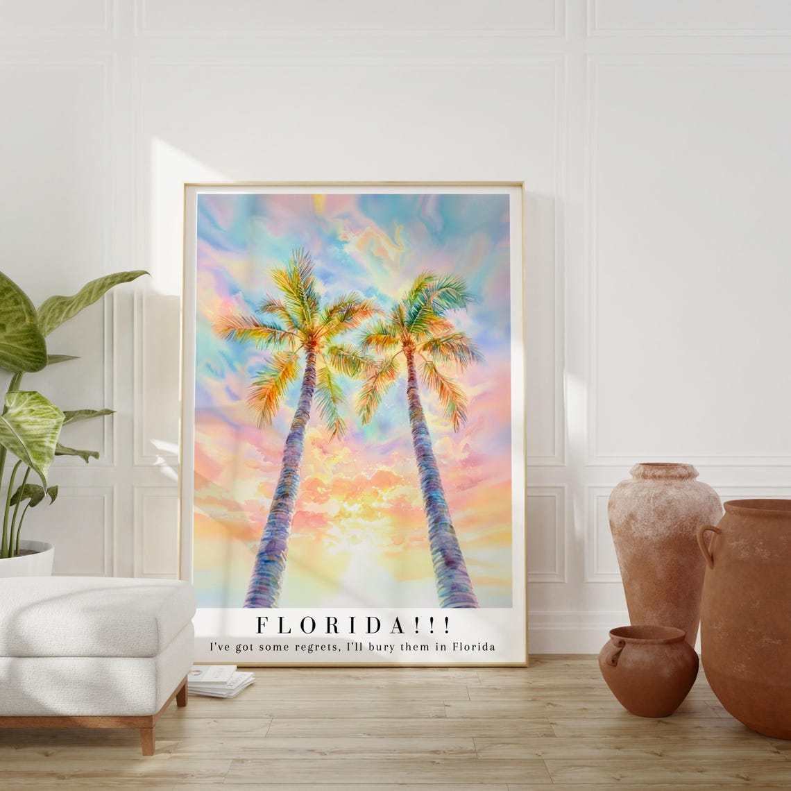 Taylor Swift Florida Lyrics Palm Trees Pastel Sunset Watercolor Poster