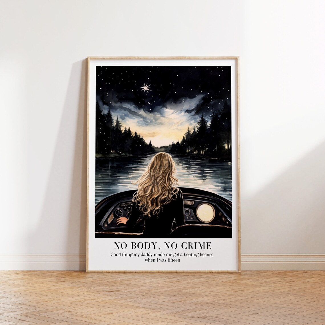 Taylor Swift No Body No Crime Night Boat Lake Watercolor Poster - Image 3