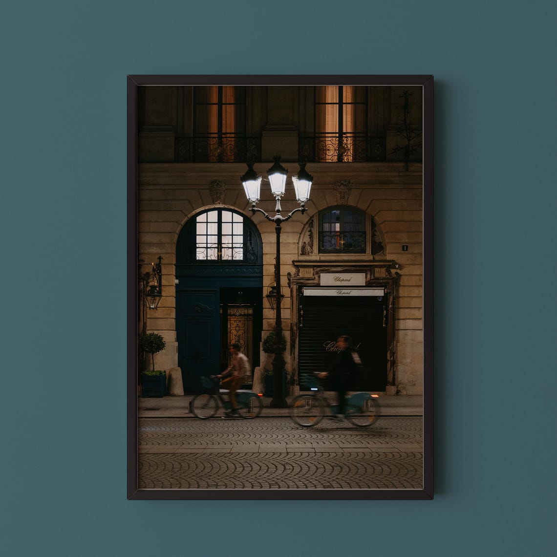 Parisian Night Street Place Vendome Cyclists Moody City Poster