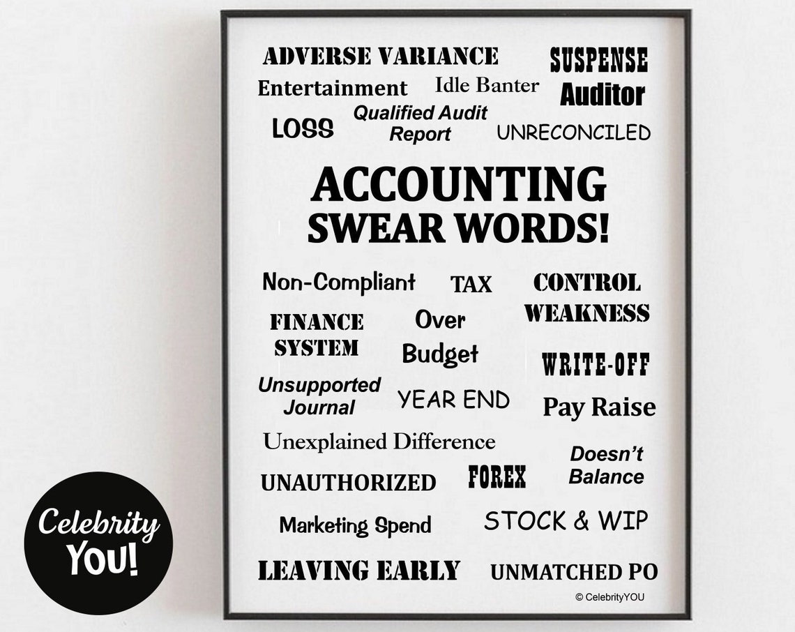 Accounting Swear Words Funny Accountant Gift Office Decor Poster