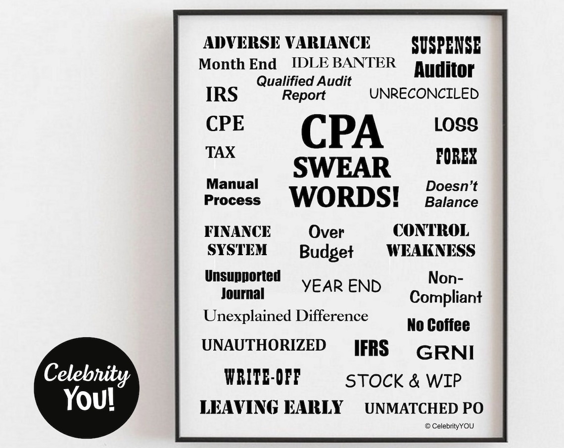 CPA Swear Words Office Decor Funny Accountant Poster