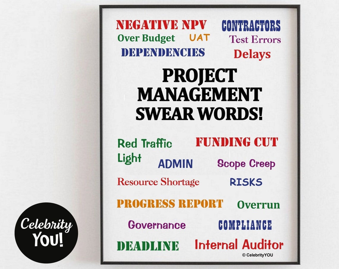 Project Management Swear Words Colorful Funny PM Office Poster Gift