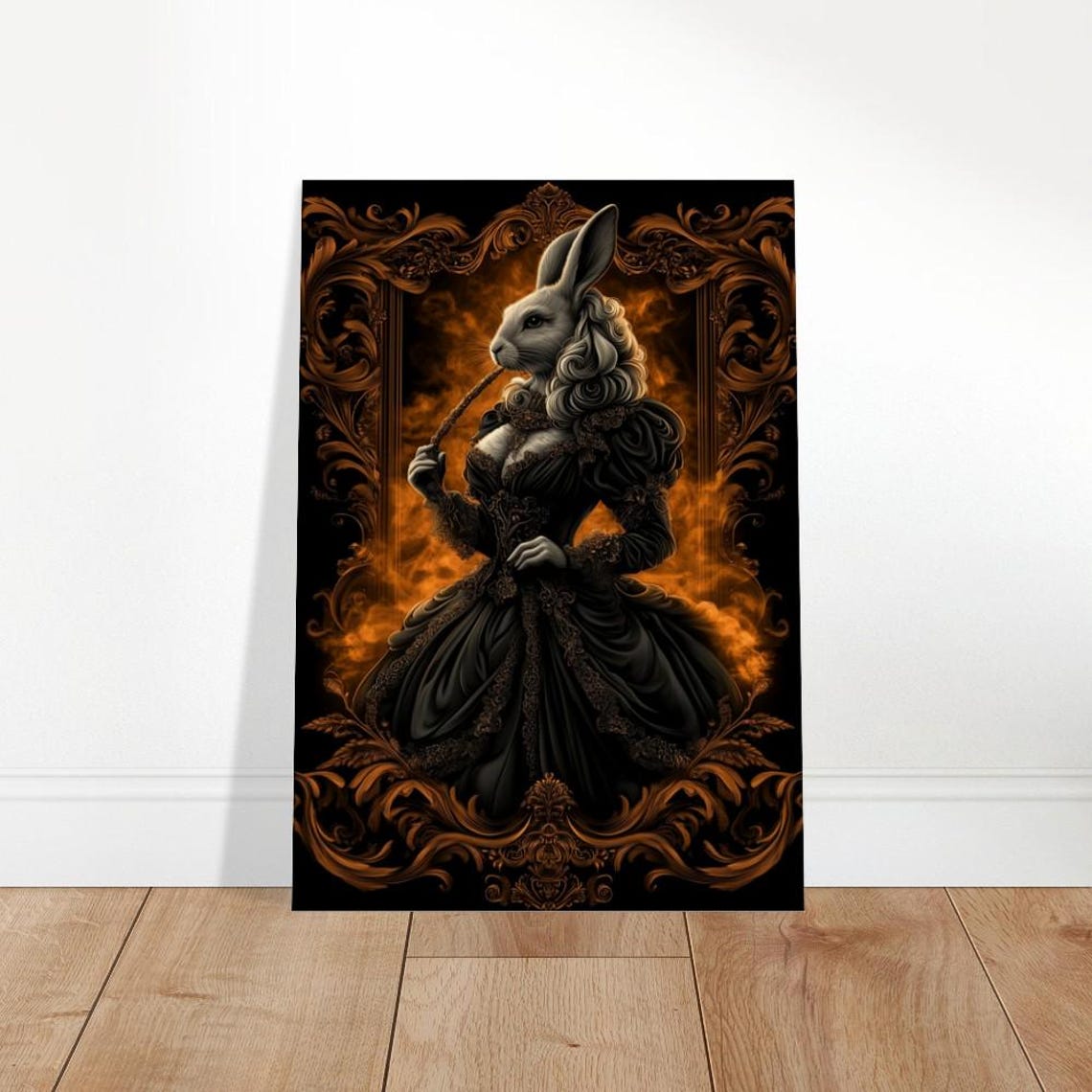 Baroque Rabbit In Black Ball Gown Poster Gothic Elegant Animal Art