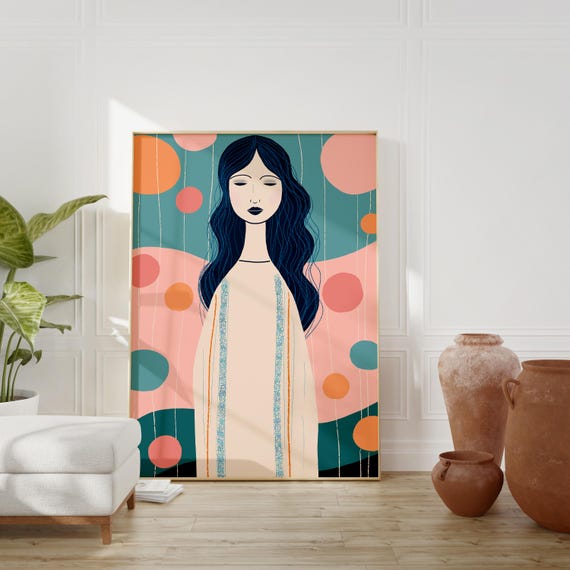 Female Figure Art Print Elegant Pastel Colors
