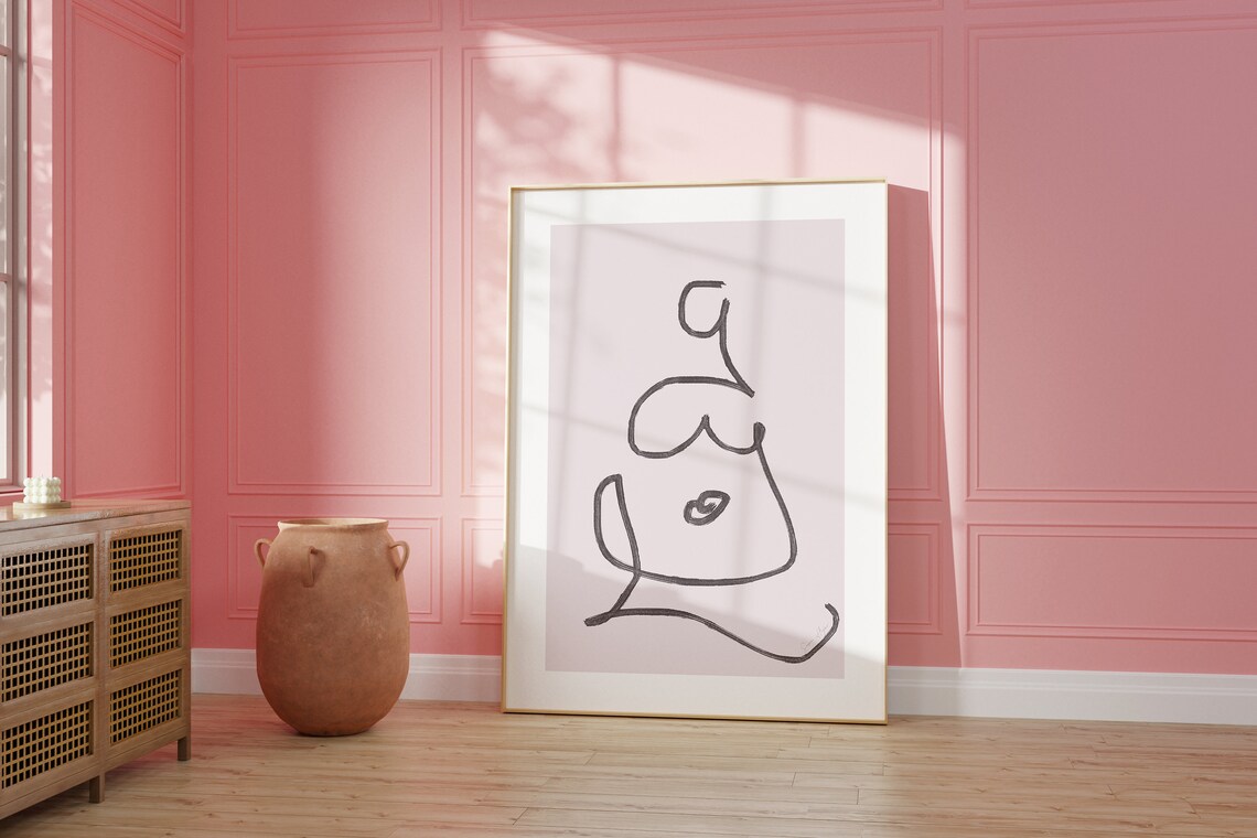 Abstract Motherhood Line Art, Minimalist Drawing