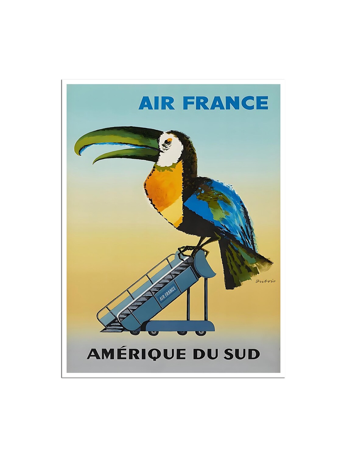 Air France South America Vintage Travel Poster with Toucan Bird