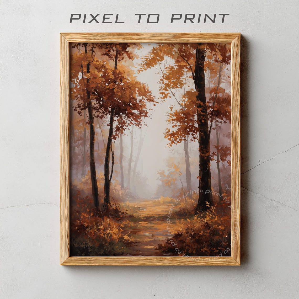 Vintage Autumn Landscape Oil Painting Rustic Fall Decor