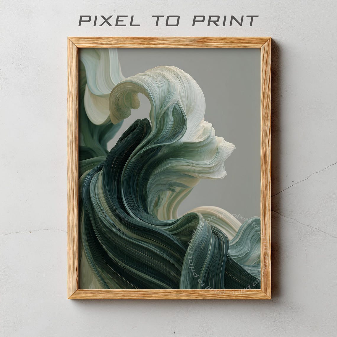 Sage Green Abstract Flowing Form Mid Century Modern Art Poster