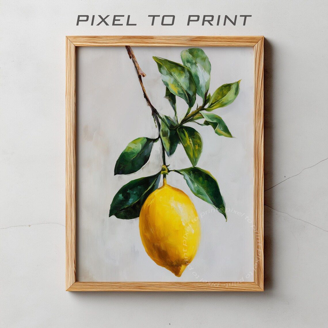 Trendy Kitchen Print Vintage Lemon Paint Rustic Botanical Art