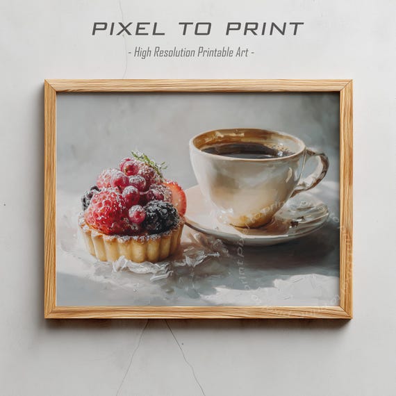 Trendy Kitchen Print Coffee Painting Breakfast Girly Food And Drink Wall Art