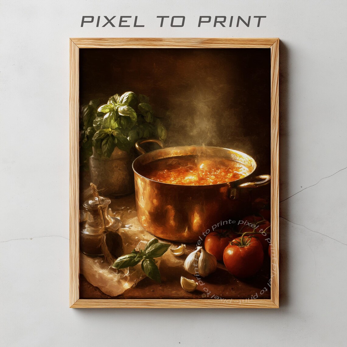 Steaming Tomato Soup in Copper Pot Kitchen Oil Painting Poster