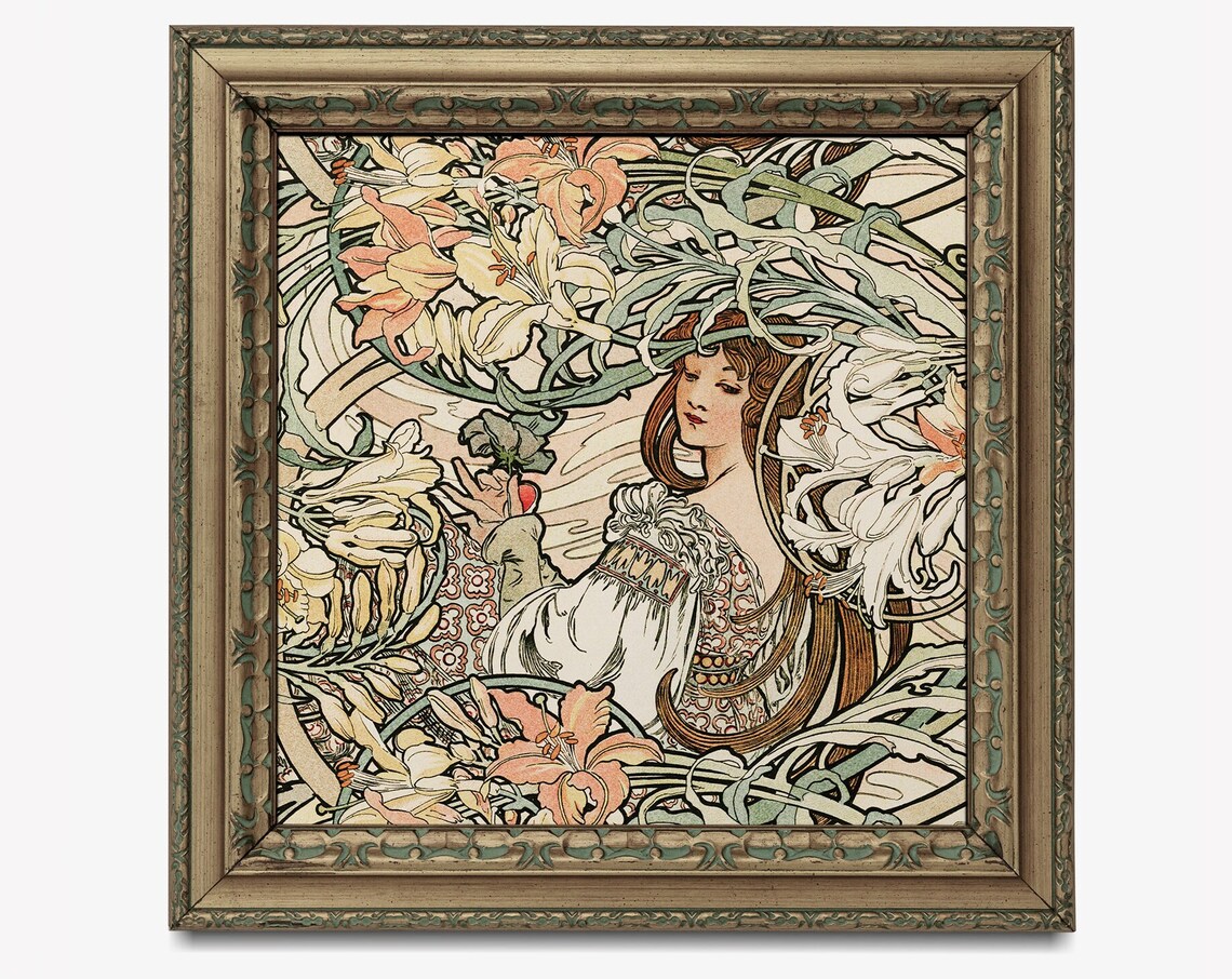 Mucha Goddess Floral Art Nouveau Wall Art Print - Image 2