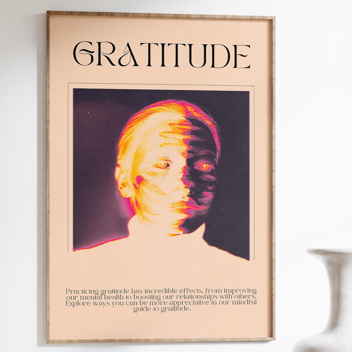 Daily Gratitude Psychedelic Retro 70s Mindfulness Quote Poster