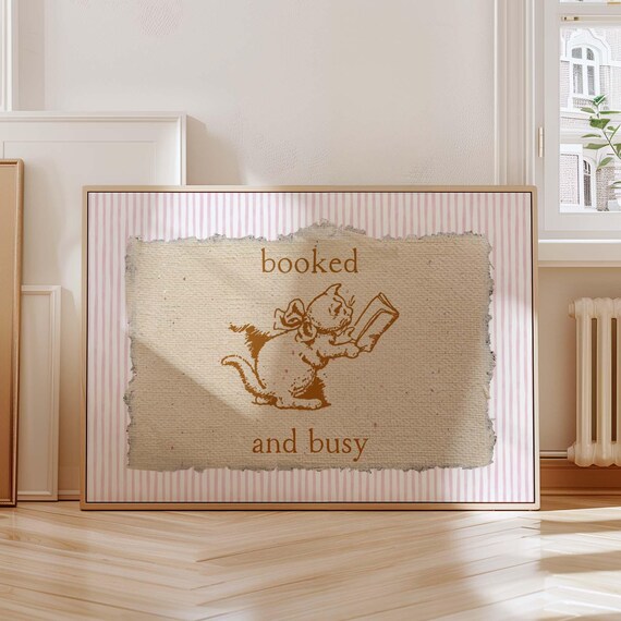 Coquette Book Art, Cute Reading Poster
