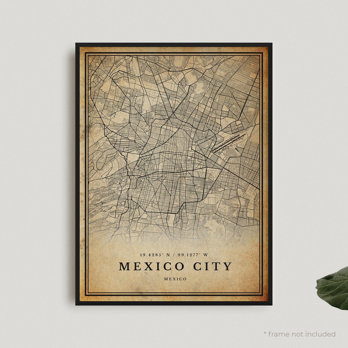 Mexico City Vintage Map, Retro Travel Poster