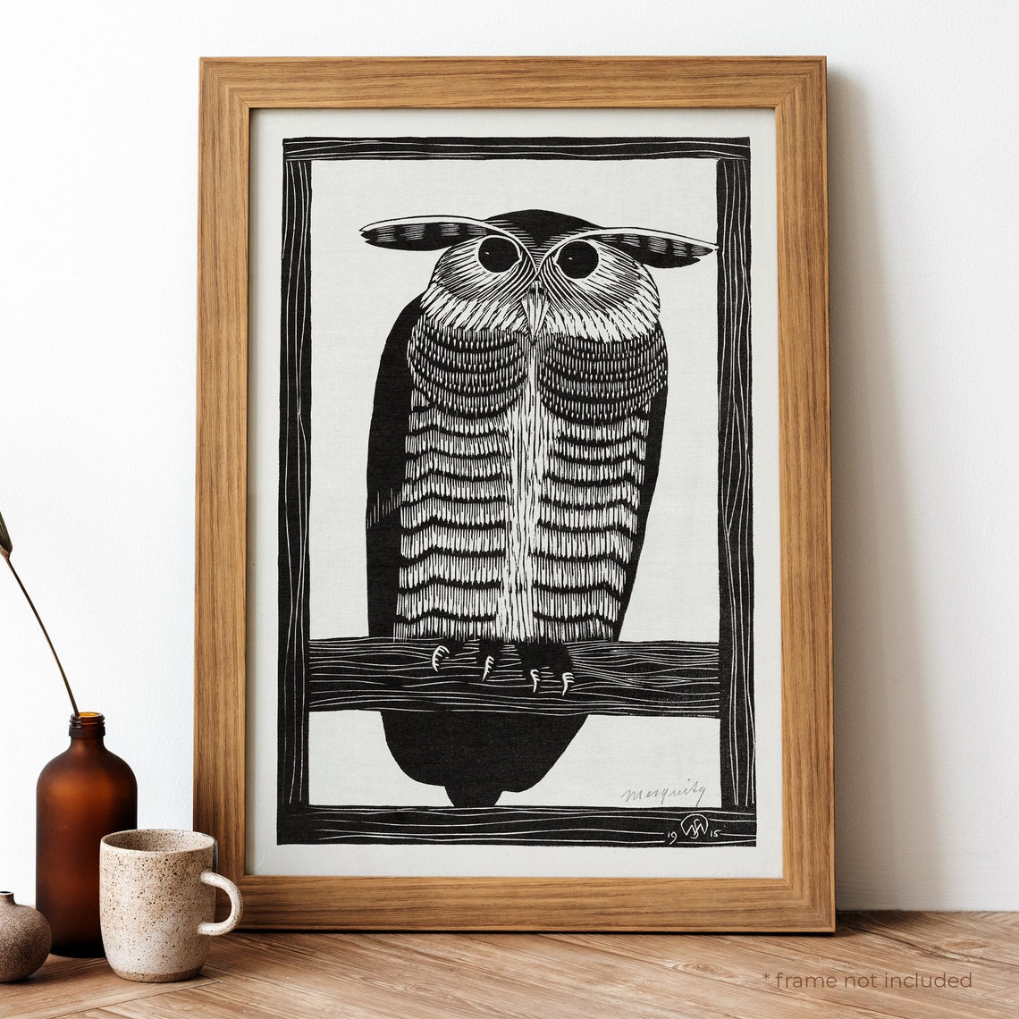 Samuel Jessurun De Mesquita Horned Owl 1915 Woodcut Art Poster