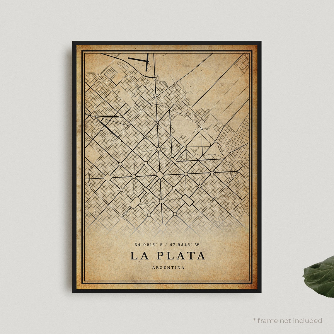 La Plata Argentina Vintage City Map Retro Street Plan Wall Art