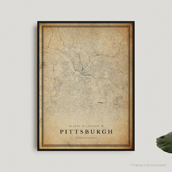 Pittsburgh Pennsylvania Vintage Street Map Antique Style Poster