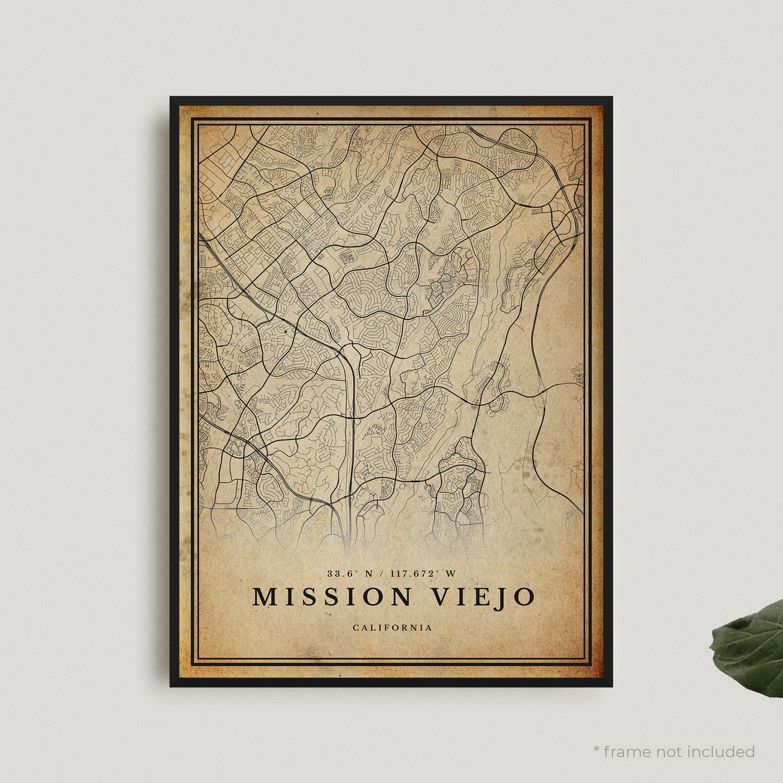 Mission Viejo California Vintage City Map Street Plan Poster