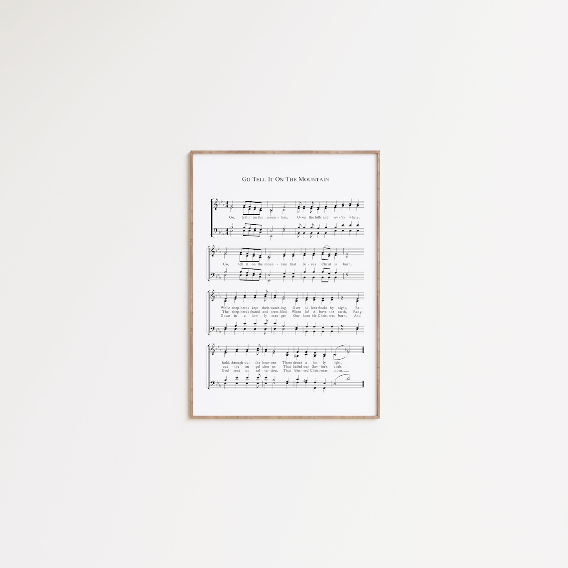 Go Tell It on the Mountain Carol Sheet Music Christmas Hymn Wall Art - Image 4