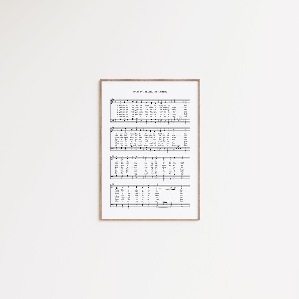 Praise to the Lord the Almighty Hymn Sheet Music Faith Song Wall Art - Image 4