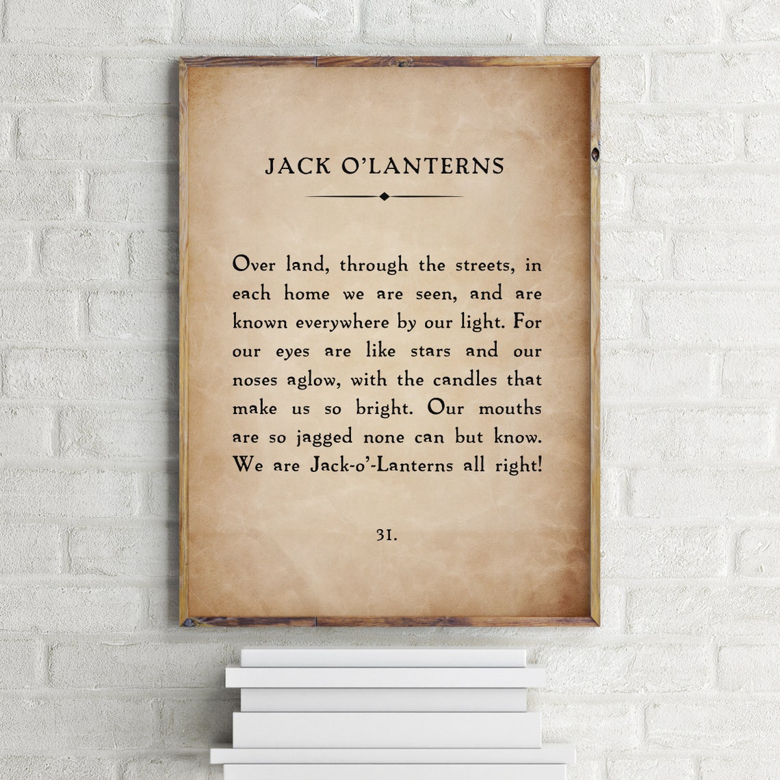 Jack O'Lanterns Vintage Book Page Poem Halloween Typography Wall Art - Image 3