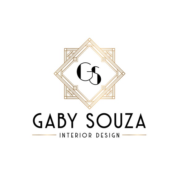 Premade Logo Art Deco Logo Gold Frame Logo Geometric Lifestyle Blog Logo Hair Salon Logo Boutique Logo Beauty Salon Logo Makeup Artist Logo