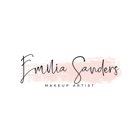 Premade Logo Pink Brush Stroke Logo Calligraphy Logo Makeup Artist Logo Eyelash Extension Logo Beauty Salon Nail Salon Logo Photography Logo