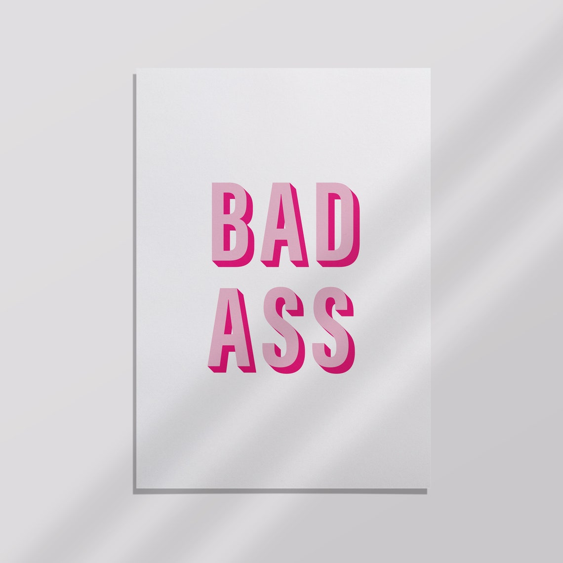 Bad Ass Print Pink Wall Art Funny Quote 3d Print Trendy Art Teenager Print Home Office Boho Poster Feminist Woman Girl Typographic Badass - Image 2