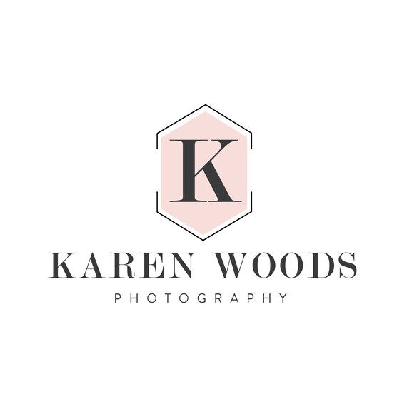 Karen Woods Photography Blush Hexagon K Monogram Logo Poster