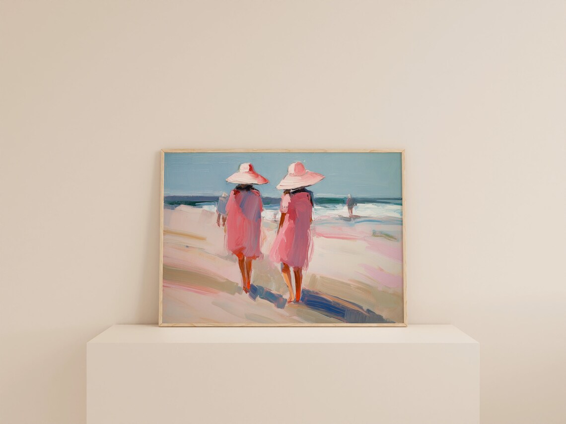 Retro Pink Beach Print, Girly Apartment Art - Image 2