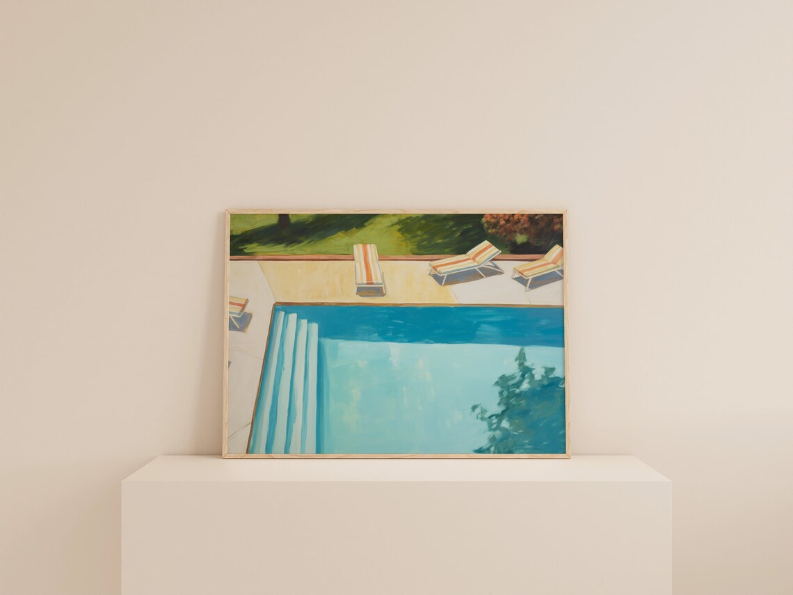 Soft Vintage Summer Swimming Pool Art Print - Image 2