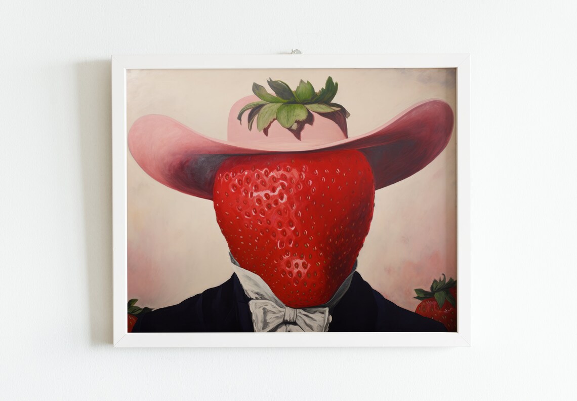 Western Strawberry Cowgirl Kitchen Art Print - Image 2
